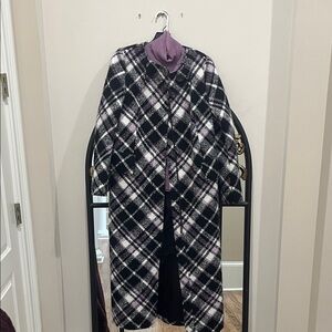 Kate Spade Black and White Plaid Coat